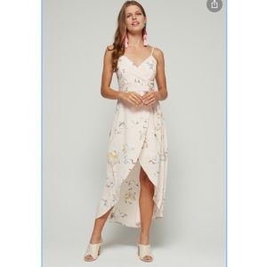 J.O.A Pink Blush Floral Wrap High Low Dress XS